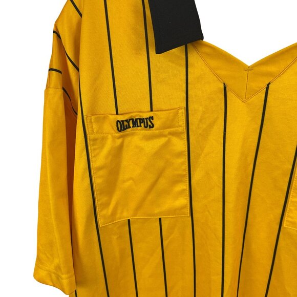 Olympus Size XL Yellow & Black Striped Referee Shirt 80% Polyester 20% Cotton - Picture 9 of 10